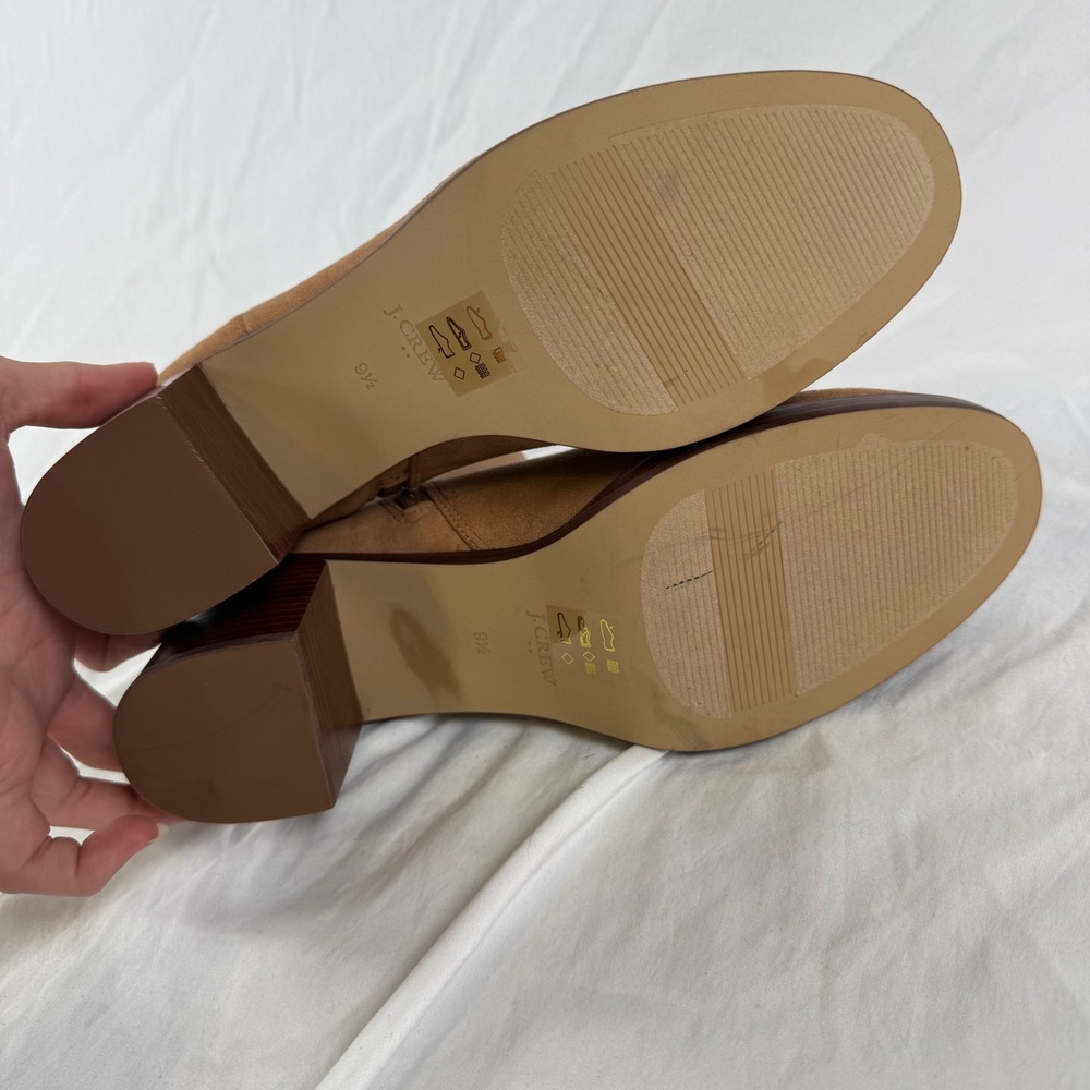 J.Crew Womens Tan Faux Suede Block Heel Ankle Casual Fall Booties Size 9.5 - Picture 8 of 8